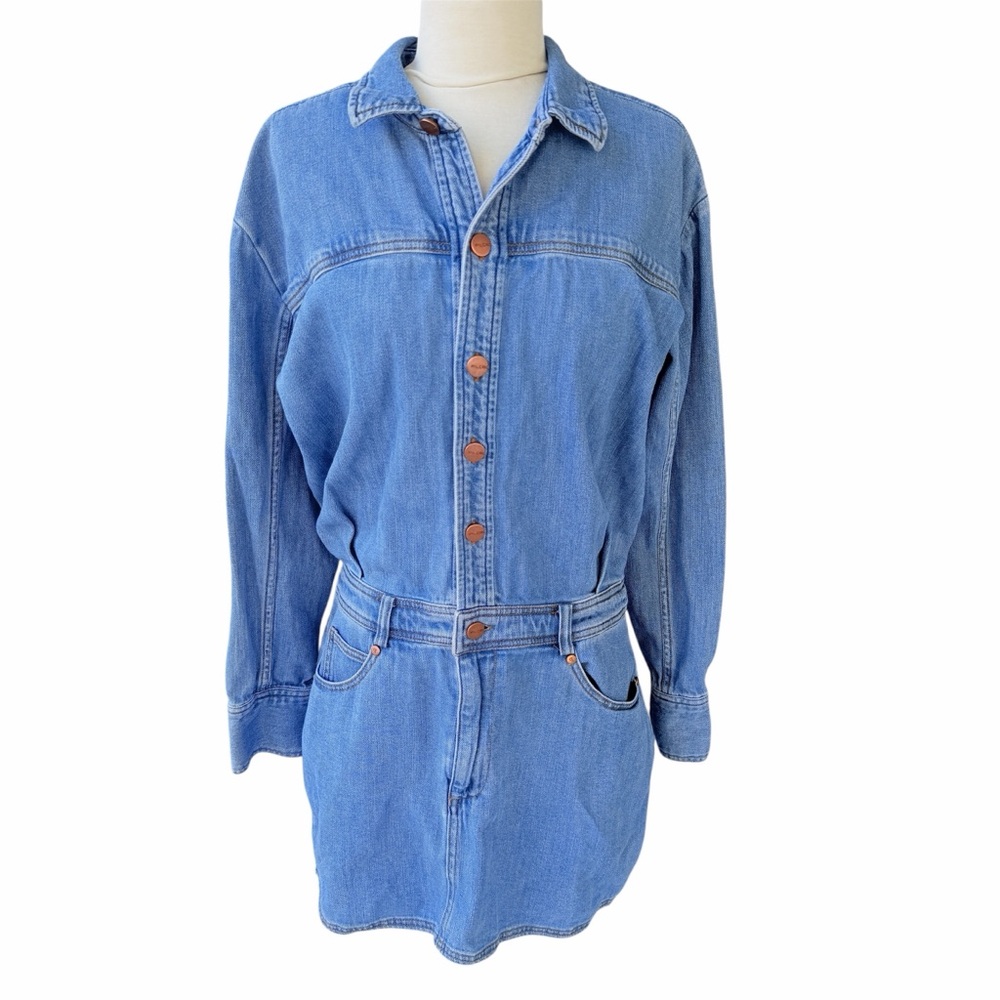 Pilcro Anthropologie Long Sleeve Denim Micro Mini Shirt Dress Sz Medium